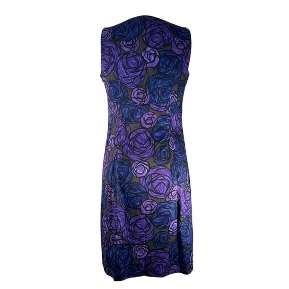 Theory Sz 10 Purple Paper Rose Sleeveless Sheath Dress - Picture 8 of 13